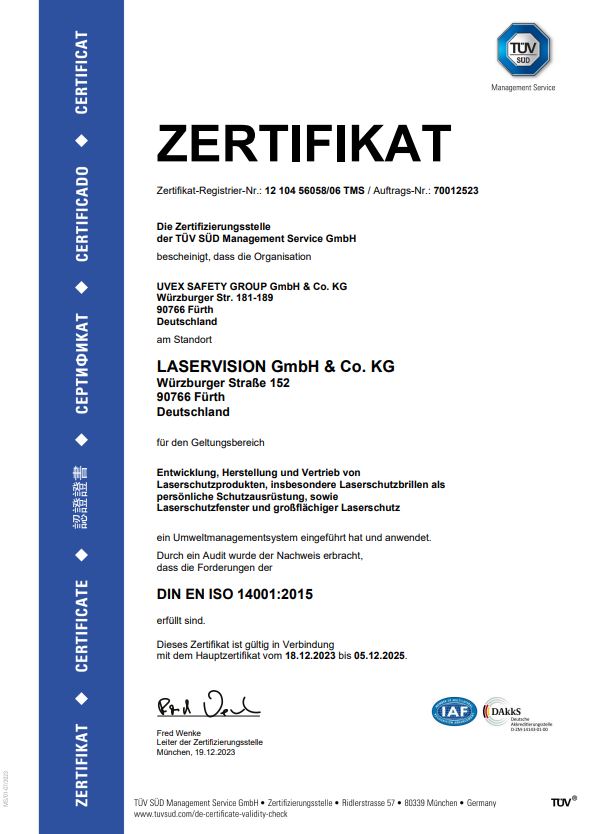 ISO 14001 Zertifikat