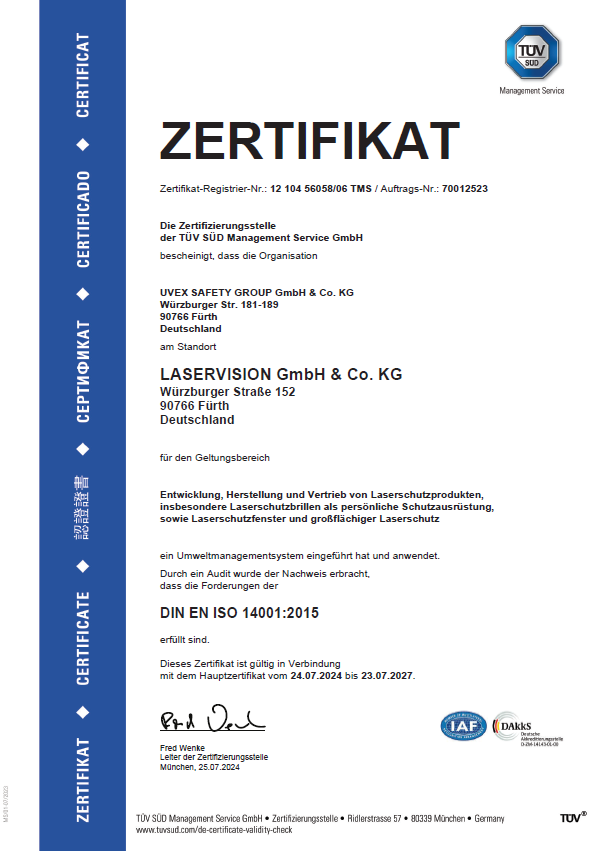 ISO 14001 Zertifikat